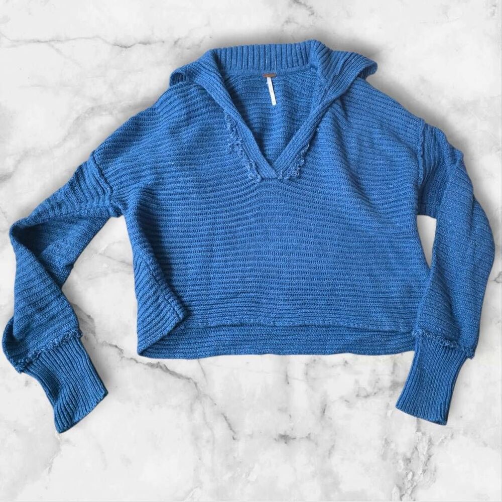 Free People Blue XS Marlie Pullover Sweater